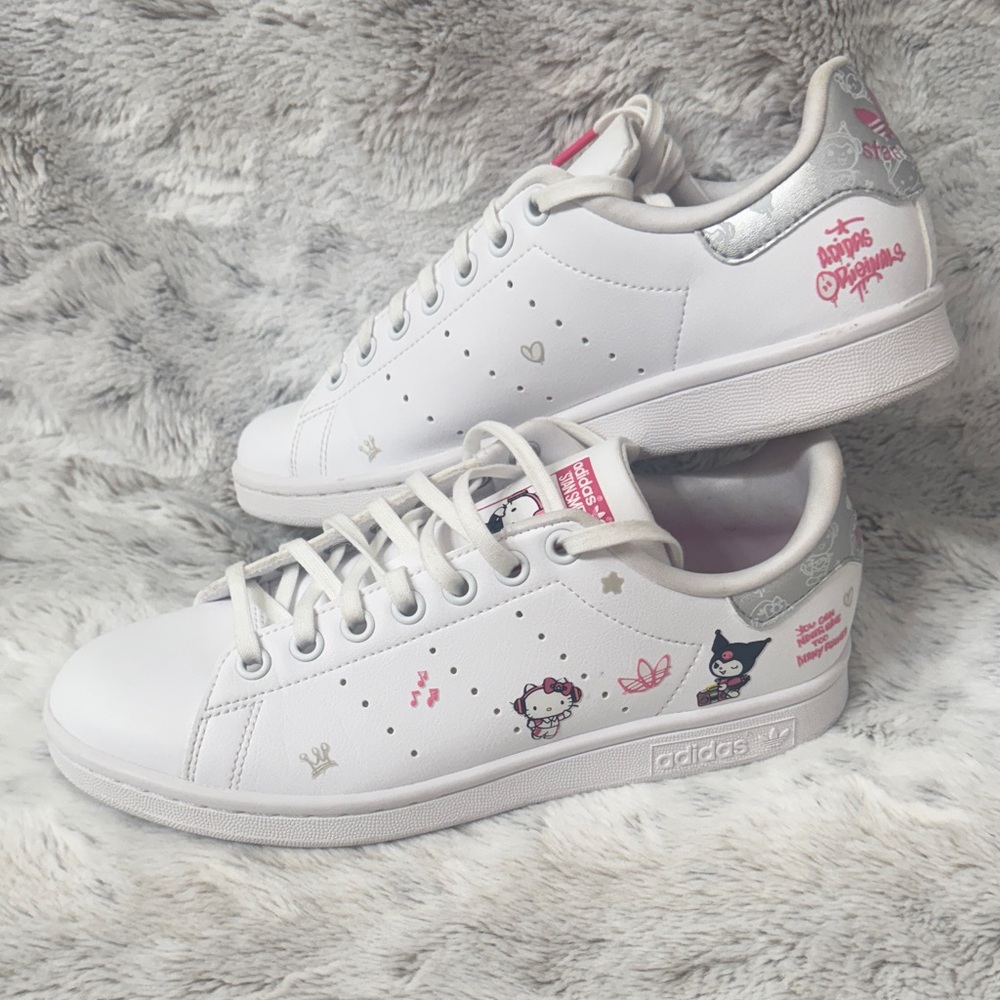 Adidas Stan Smith J Big Kids Hello Kitty & Friends White and Pink Sneakers